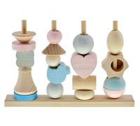 Hess 14966 - Juego de Madera con 18 Bloques de construcción en Diferentes Formas, para bebés a Partir de 12 Meses, Hecho a Mano, Color Rosa/Azul, Divertido Juego con Efecto Educativo