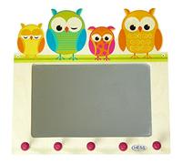 Hess 30502 - Perchero de madera con espejo, búhos, aprox. 37 x 35 cm