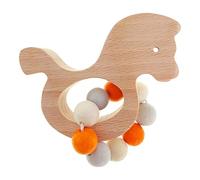 Hess Holzspielzeug 10126492 - Sonajero de juguete (madera, para bebés a partir de 0 meses, 12 x 9 x 5 cm), diseño de caballo, color naranja