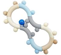 Hess Holzspielzeug 11106 - Sonajero de Madera en Forma de Ocho, Serie Nature en Azul, con Piezas móviles, a Partir de 6 Meses, Hecho a Mano, para Ejercicios de Agarre y diversión con sonajeros
