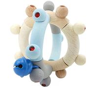 Hess Holzspielzeug 11108 - Sonajero de Madera con Forma de Pelota, Serie Nature en Azul, con Piezas móviles, a Partir de 6 Meses, Hecho a Mano, para Ejercicios de Agarre y diversión con sonajeros