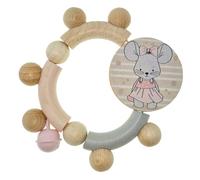 Hess Holzspielzeug 11141 - Sonajero de Madera para motricidad, ratoncito Ella, sonajero Redondo para agarrar y como mordedor, Juguete Artesanal de motricidad para bebés