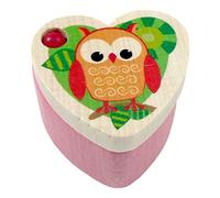 Hess Holzspielzeug 14359 - Caja de dientes de madera, serie búho, hecha a mano, en diferentes diseños, aprox. 4,5 x 4 x 3,5 cm de tamaño, para guardar con seguridad los dientes de leche de fantasía