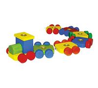 Hess Holzspielzeug 14380 - Tren de cumpleaños de madera para 7 velas, locomotora con 6 vagones de colores, longitud aprox. 36 cm, hecho a mano, ideal como decoración para la mesa de cumpleaños