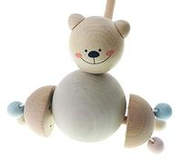Hess Holzspielzeug 14455 - Figura de Empuje de Madera, Naturaleza de Oso, Aprox. 13 x 15 x 60 cm, Juguete Infantil para Empujar y Tirar
