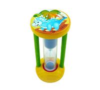 Hess Holzspielzeug 14590 - Reloj de baño de madera para niños, serie dinosaurios, incluye reloj de arena de colores, hecho a mano, para uso diario al cepillarse los dientes