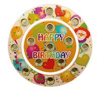 Hess Holzspielzeug 15646 - Anillo de Madera para 14 Velas Happy Birthday, Hecho a Mano, diámetro Aprox. 16 cm, decoración para Mesa de cumpleaños