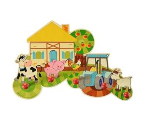 Hess Holzspielzeug 30304 - Perchero De Madera, Serie De Granja, Con 5 Ganchos, Para Niños, Hecho A Mano, Como Punto De Atracción En La Habitación Y El Pasillo De Cualquier Niño, color Multi
