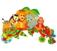Hess Holzspielzeug 30305 - Perchero de madera, serie jungla, con 5 ganchos, para niños, aprox. 37 x 26 x 6,5 cm de tamaño, hecho a mano, como punto de atracción en cada habitación infantil y pasillo