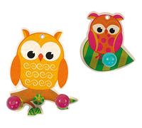 Hess Holzspielzeug 30315 - Perchero de Madera, Serie de búhos, Juego de 2 Piezas, con 3 Ganchos, para niños, Hecho a Mano, como Elemento de atracción en Cada habitación Infantil y Pasillo