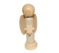 Hess Holzspielzeug 40042 - Figura de ángel de Madera con corazón Pintado en Blanco, Aprox. 12 cm, Fabricado en los Montes Metálicos, como Regalo, decoración y para los Amantes de los ángeles