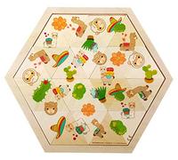 Hess Juguete de Madera 14965 - Juego de Mosaico de Madera en Forma Hexagonal con 24 Piezas, Serie Lama, para niños a Partir de 3 años, Hecho a Mano, como Regalo de cumpleaños, Navidad o Pascua