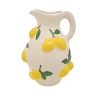 Hestia - Jarra de cerámica blanca con limones - Jarra de estilo mediterráneo pintada a mano de 25 cm | Jarrón decorativo esmaltado para cocina, sala de estar o estante | Acento contemporáneo para el