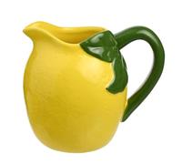 Hestia - Jarra de limón pequeña de 520 ml, jarra de cerámica esmaltada amarilla con mango, para bebidas caseras frías, jugo, té helado, limonada, cócteles o flores y decoración del hogar - 12 x ancho:
