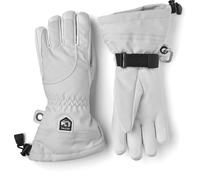 Hestra Heli - Guante de esquí para mujer, guante de nieve de cuero de 5 dedos para esquí, snowboard y montañismo, color gris brumo/blanco roto - 8