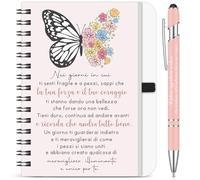 Hestya 2 Piezas Regalo Motivacional Cuaderno con Frases Motivadoras Bolígrafos Motivacionales en Italiano Regalos Motivadores para Colegas, Mujeres, Profesores, Amigos, Cumpleaños y Navidad