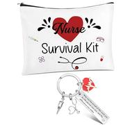 Hestya 2 Regalos de Enfermera Nurse Survival Kit Bolsa de Maquillaje de Enfermera Llavero de Enfermera Bolsa de Cosméticos Multiusos Neceser Portátil para Viaje Mujer Regalo de Enfermera Registrada