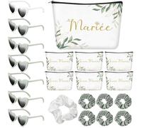 Hestya 21 Piezas Accesorios para Despedida de Soltera Gafas con Forma de Corazón Coleteros para Cabello de Novia Bolsa de Maquillaje Bride Team Decoraciones de Boda para Novia y Dama de Honor