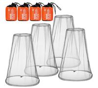 Hestya 4 Piezas de Mosquitera de Cabeza Malla Red de Proteger Cabeza para Prevención de Insectos Mosquito de Senderismo Acampar Escalada al Aire Libre (Talla Grande, Gris)