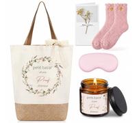 Hestya 5 Piezas Regalos para Profesores Bolso con Cinta de Encaje Vela Aromática Antifaz Opaco para Dormir Calcetines Tarjeta de Felicitación Decorada con Paniculata Seca Regalos para Fin de Curso