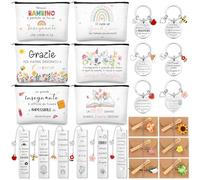 Hestya 6 Set Regalos de Agradecimiento para Maestra 6 Neceseres Estuche de Maquillaje 6 Marcapáginas 6 Llaveros con 6 Tarjetas de Felicitación para Profesora Cumpleaños Graduación