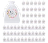 Hestya 60 Piezas Bolsas de Organza con la Frase Schön Dass du da Bist Recuerdos de Comunión Recuerdos de Boda Bolsas de Organza para Flores para Chocolate, Galletas para Bautizos, Confirmaciones