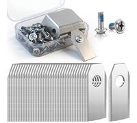 Hestya Cuchillas de repuesto 30 compatibles con Ecovacs Goat G1, O y A Series, accesorios para cortacéspedes, cuchilla de repuesto de acero inoxidable con, 30 tornillos y arandelas adhesivas azules