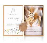 Hestya Regalo de Dinero para Bodas incluido caja de Regalo Tarjeta de Boda flores Secas Cuerda de Cáñamo tubo de Ensayo de Plastico Etiqueta de Papel Kraft Regalos de Boda(Flores)