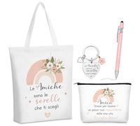 Hestya Regalo para una Amiga Especial Navidad Estuche de Maquillaje Bolsa de Lona de la Amistad Llavero con Forma de Corazón Bolígrafo Ideas de Regalo para Mujeres Mejor Amiga Cumpleaños Graduación
