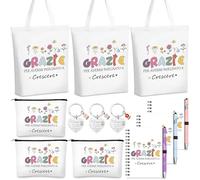 Hestya Set de Regalo de Agradecimiento para Maestros Bolsa de Tela con Flores, Bolsa de Maquillaje, Cuaderno, Bolígrafo y Llavero Regalo para el Día del Maestro, Jubilación y Graduación