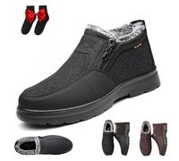 HESYSUAN Botas de nieve ortopédicas cálidas para hombre, impermeables, antideslizantes, de forro polar, botas térmicas de invierno, botas de tobillo con cremallera lateral, mocasines para caminar para