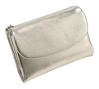 HESYSUAN Cartera unisex de piel de guijarro, cartera estructural de piel auténtica para mujer, pequeña cartera de bolsillo compacta para hombre, suave, corta, delgada, mini monedero de viaje, Gold