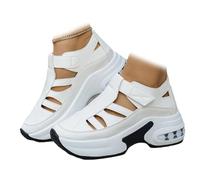 HESYSUAN Sandalias de cuña con plataforma transpirable para mujer, sandalias ortopédicas de ancho ancho ancho ajustable, sandalias de gladiador romano, White, 38.5 EU