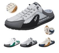 HESYSUAN Zapatillas sin Espalda para Hombre, Zapatillas sin Cordones, Zapatillas Media caña, Zapatillas Abiertas en la Parte Posterior, Zapatillas sin Cordones Verano 2025 (45EU,Grey)