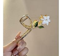 HETAN 2022 Flores de mariposa Peinado de metal grande Garra Cola de caballo Mujeres Tiburón Aleación peinado Garra Clip, D, 1