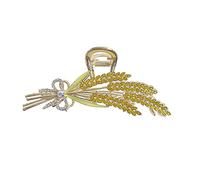 HETAN Aleación de moda, gran gota hueca, esmalte, trigo, arroz, tocado para mujer, dorado