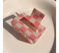 HETAN Chessboard Plaid Retro peinado Garras Catch Acrílico peinado Clips Summer Colorful Shark Clip para Mujeres Niñas peinado Accesorios,Pale Pink