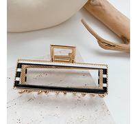 HETAN Clip de peinado a rayas en blanco y negro para damas de la moda Retro Temperament Metal Clip de tiburón grande Accesorios para el peinado, 03
