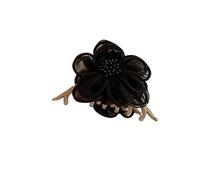 HETAN Clips de garra de peinado de gasa suave Accesorios de peinado Clip de tiburón Clip de cola de caballo de mujer vintage Horquillas de peinado elegantes, Black1