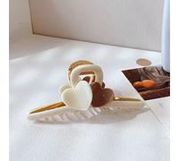 HETAN Grab clip elegante leche color café tiburón clip aleación doble amor cola de caballo clip temperamento peinado clip,02