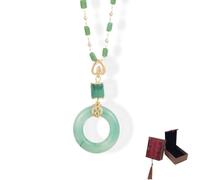 Hetian Jade Prayer Peace Buckle, Fashionable Statement Necklace for Women, Sweater Chain Clothing Pendant, Fashionable Jade Pendant Necklace (1PC,Green)