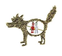 HETICA Broche de cuento de hadas con diseño de lobo y capucha roja, diseño de dibujos animados