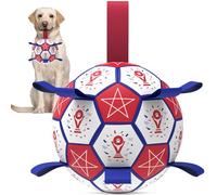 HETOO Juguetes interactivos de fútbol americano para perros con cincha, bolas de agua duraderas para perros de raza pequeña y media, para interiores y exteriores de la Copa del Mundo de fútbol (6