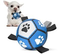 HETOO Juguetes interactivos de fútbol americano para perros con cincha, bolas de agua duraderas para perros para razas pequeñas y medianas, para interiores y exteriores, azul y gris (5 pulgadas)