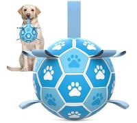HETOO Juguetes interactivos de fútbol americano para perros con cincha, bolas de agua duraderas para perros para razas pequeñas y medianas, para interiores y exteriores, azul claro (6 pulgadas)