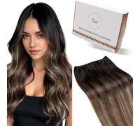 Hetto Extensiones Cortina Pelo Natural Humano 60cm Castaño Extensiones Pelo Natural Cortina Liso Remy 100g Marrón Balayage Marrón y Rubia #2/6/18
