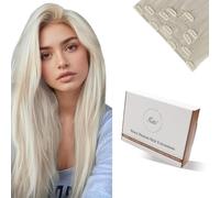 Hetto Extensiones De Clip De Pelo Natural Rubio 50 cm Extensiones Clip Pelo Natural Liso Largo Cabello Humano Rubio 5 Piezas 80g #60