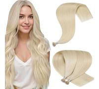 Hetto Extensiones de Nano Ring de Pelo Natural Rubio Extensiones Nano Ring Cabello de Verdad 55 cm Natural Liso Humano Remy Largo Invisibles 50g/50s Rubio