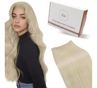 Hetto Extensiones Pelo Natural Cortina Rubio 50 cm Coser en Extensiones de Cabello Humano Recto Sedoso Invisibles 100g Rubia #613