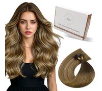 Hetto Extensiones Pelo Natural Queratina Balayage Rubio y Marrón 50cm 50g | 50s, Cabello remy humano, durabilidad, integración visual sutil, peso ligero, sedoso y brillante, fácil de peinar y moldear